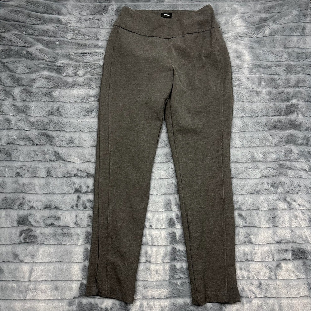 Express Womens Small Gray Ponte Knit High Rise Pull On Stretch Dress Pants 9066